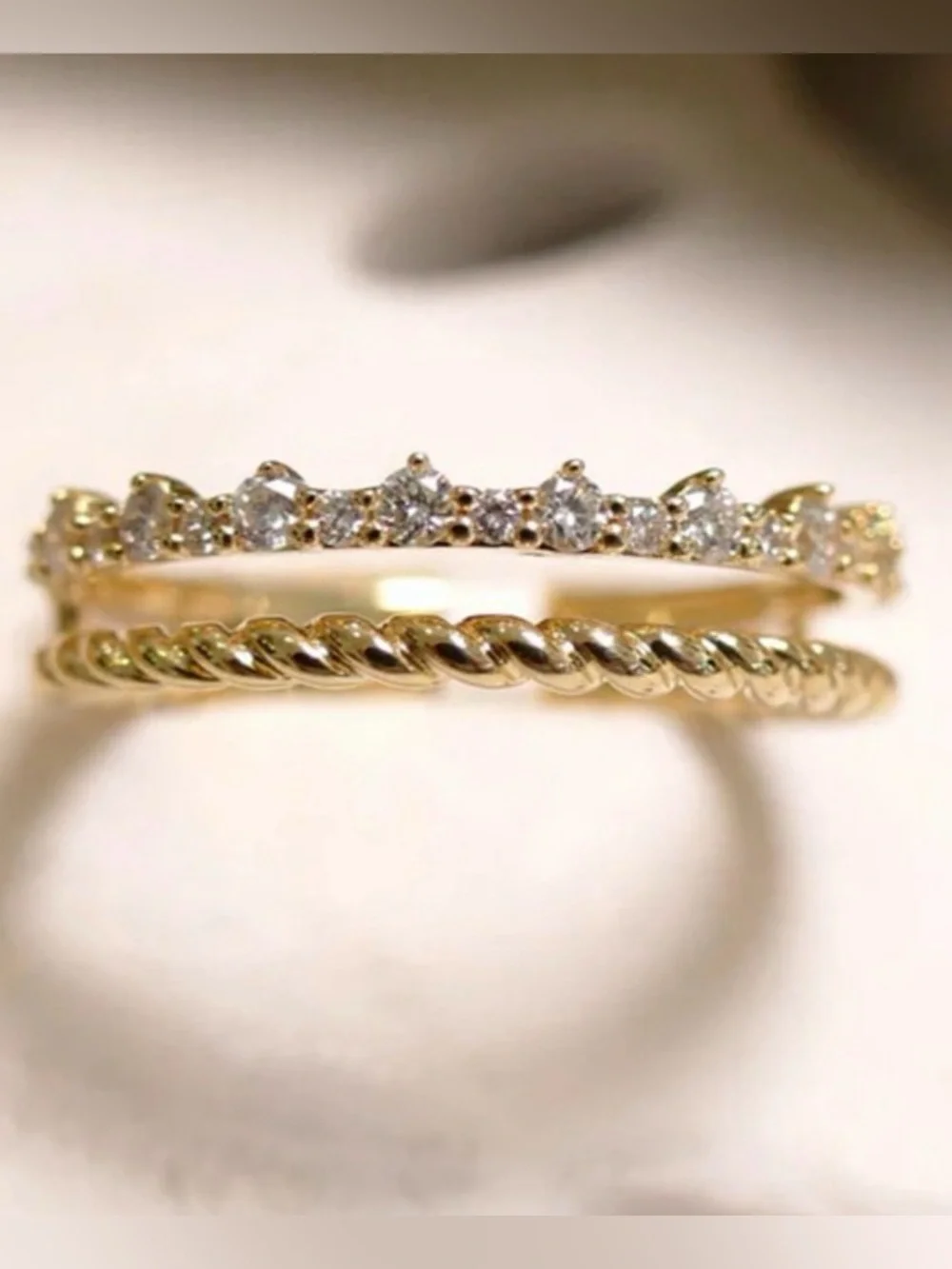 Roman & Jules 14K Yellow Gold 0.22ct Diamond Split  Double Band Ring Size 5.5